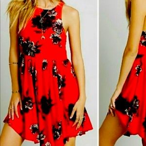 Free People Red and black floral dress